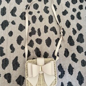 Cream Crossbody Bag with Bow and Chain Strap
